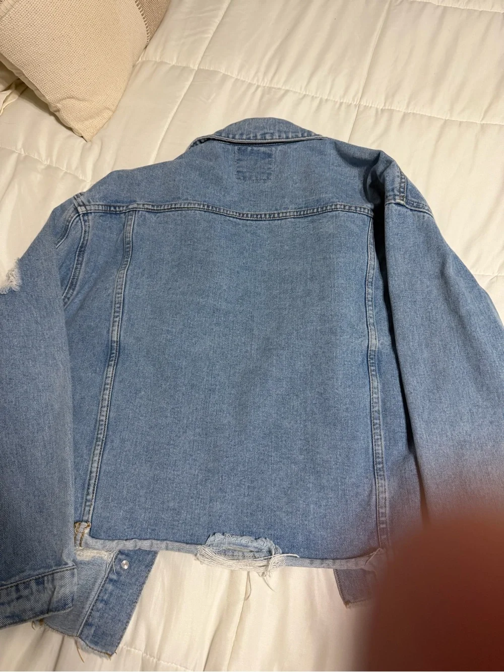 white birch Light Blue Distressed Denim Jean Jacket